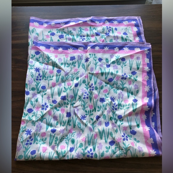 VTG Vera Neumann Scarf Pink Purple Floral Tulips - Picture 2 of 3